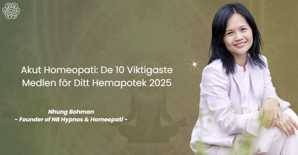 Akut Homeopati – Visualisering av de 10 viktigaste medlen för hemapoteket 2025, för att snabbt lindra vanliga åkommor med homeopatiska metoder.